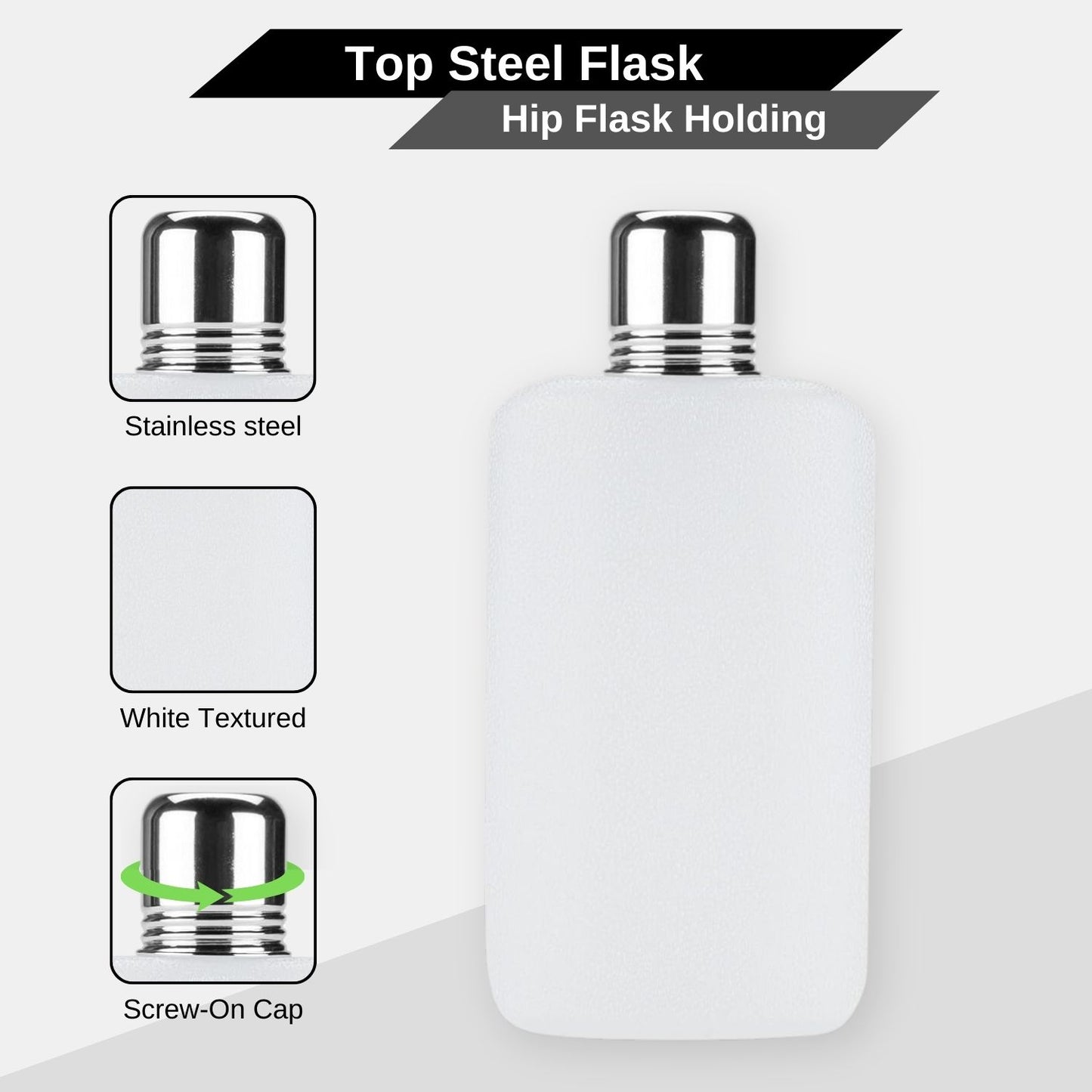 12oz Plastic Flask with Shot Cup Stainless Steel Lid - No Personalization