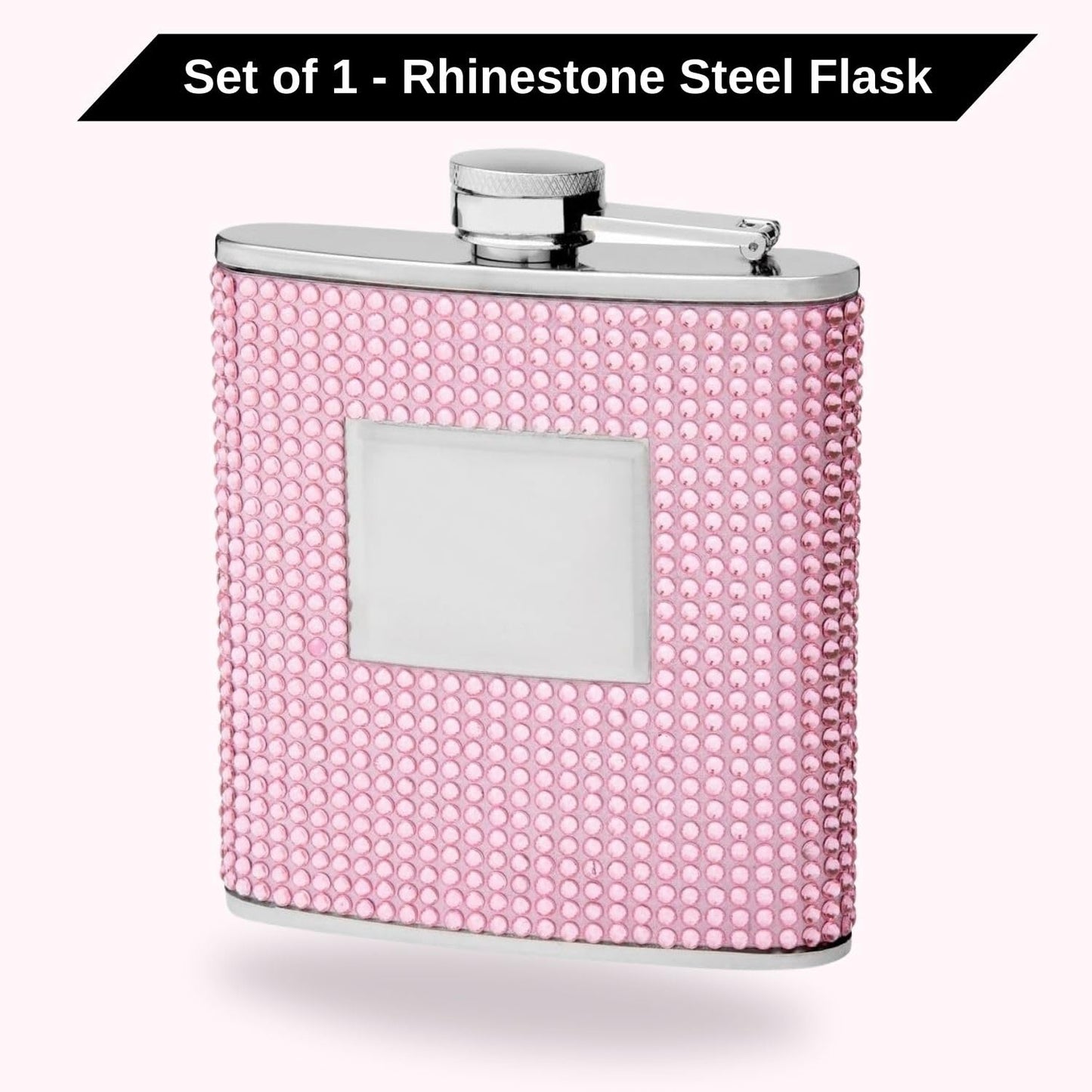 6oz Pink Crystal Rhinestone Flask for Women