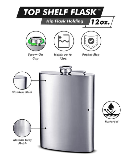 Engraved 12oz Stainless Steel Hip Flask