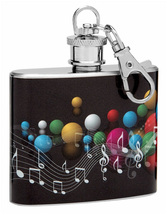 2oz Mini Keychain Flask with Music Theme