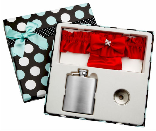 3oz Red Garter Belt Flask with Free Engraving and Gift Box