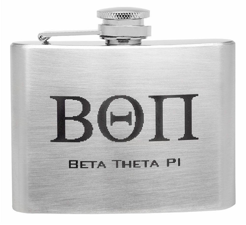 4oz Stainless Steel Hip Flask with Greek Fraternity Letters