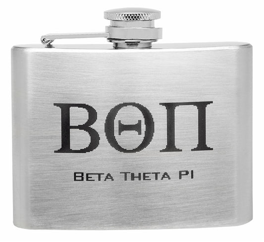4oz Stainless Steel Hip Flask with Greek Fraternity Letters