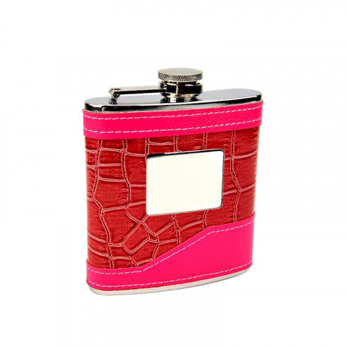 2-Tone Pink Hip Flask with Engraving