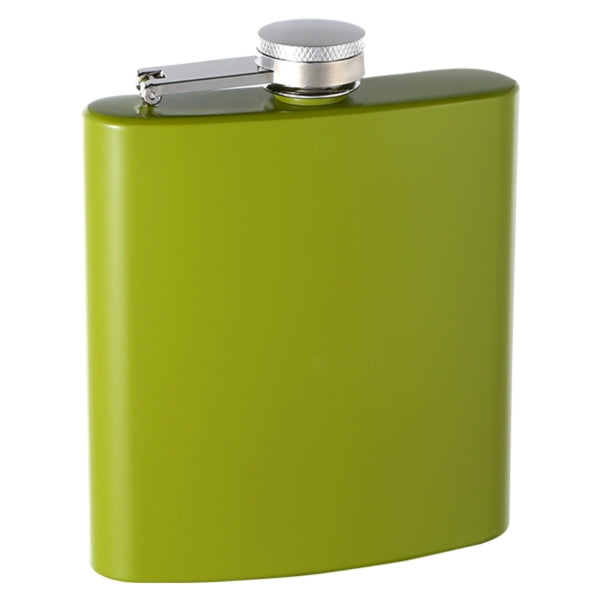 6oz Soft Rubber-Coated Hip Flask, Lime Green