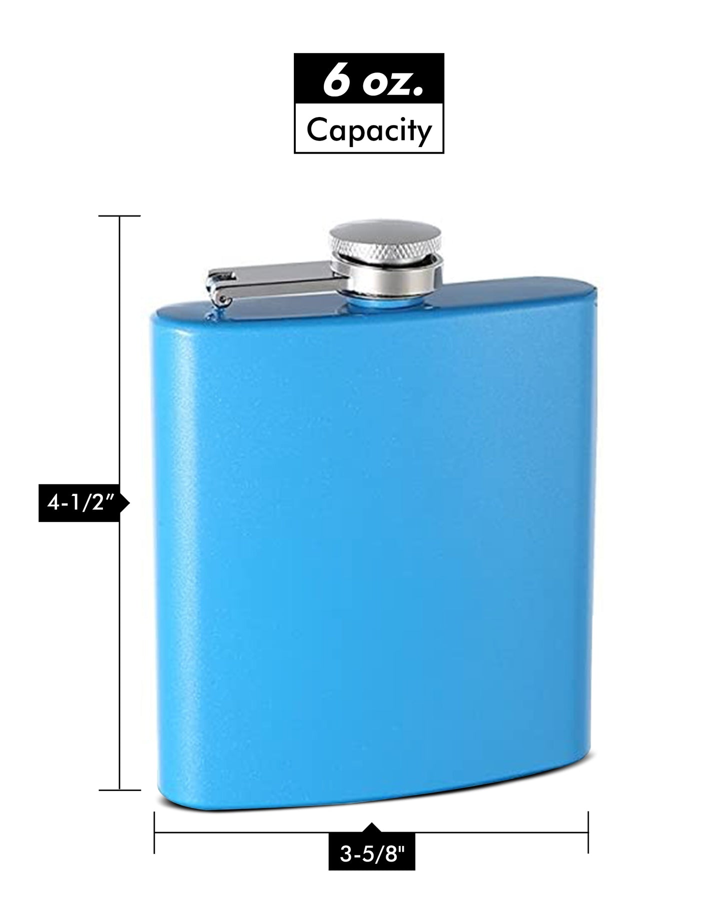 6oz Custom Glitter Paint Flask, Sky Blue