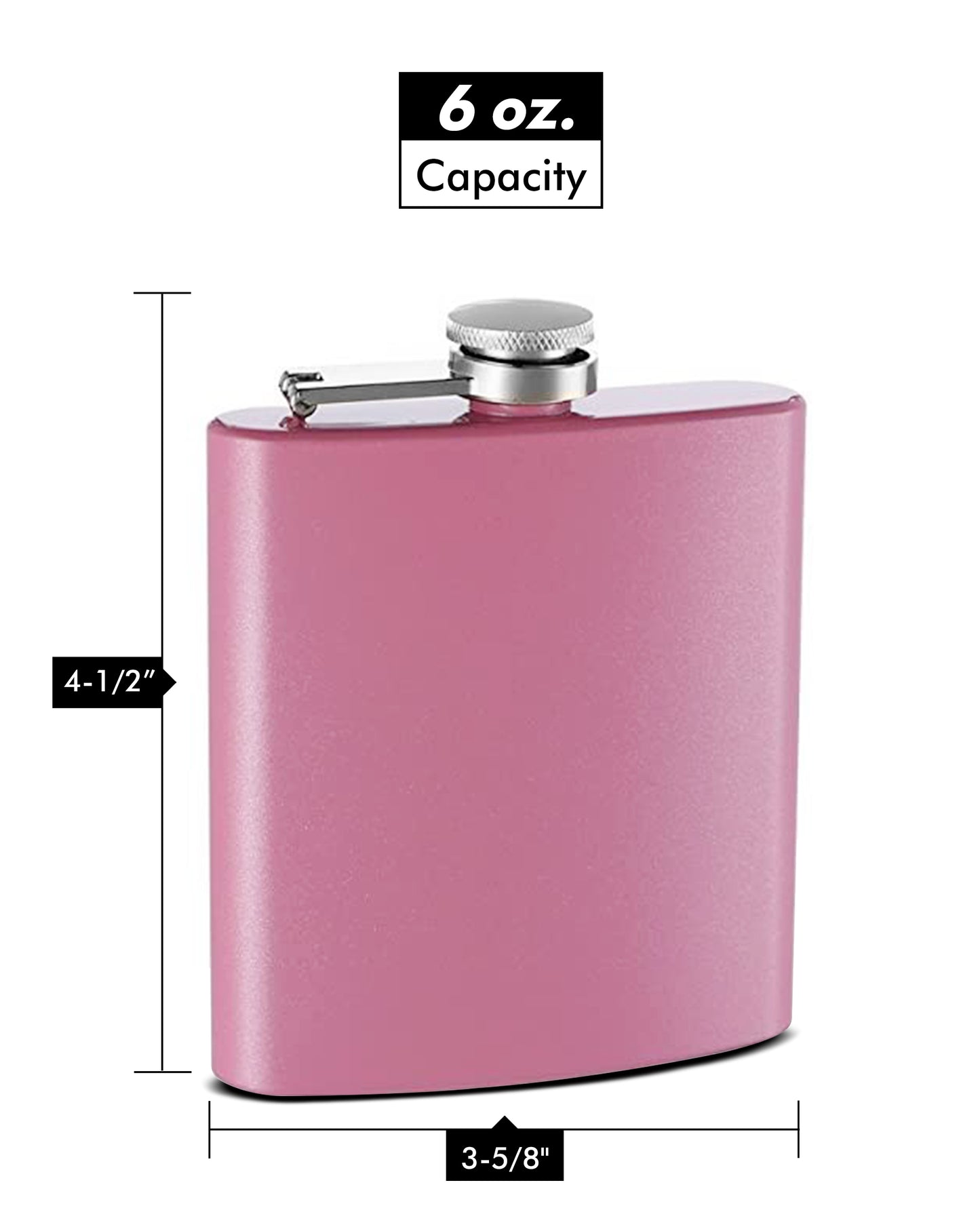 6oz Custom Glitter Paint Flask, Pink