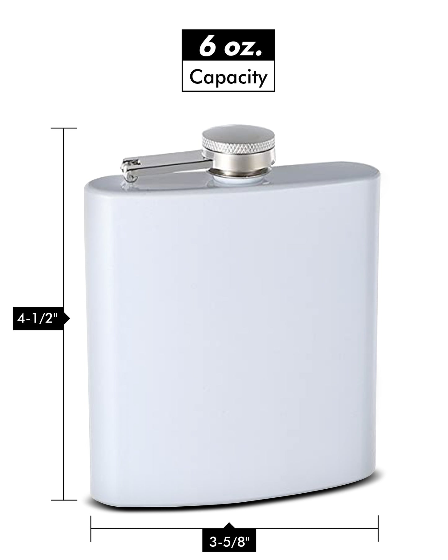 6oz Custom Glitter Paint Flask, White