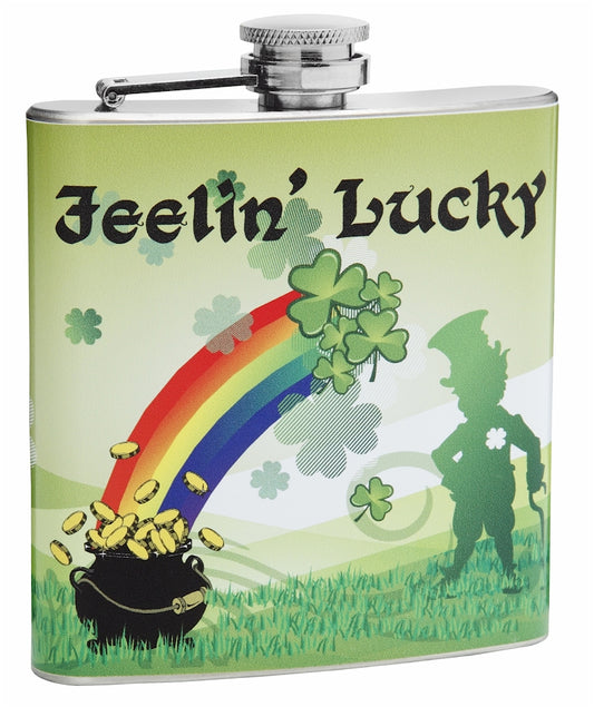 6oz "Feeling Lucky" St. Patrick's Theme Hip Flask