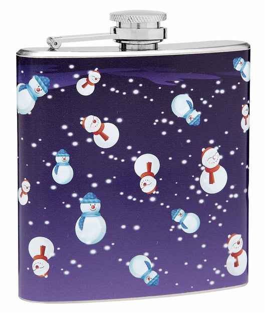 6oz Flask with Happy Snowmen