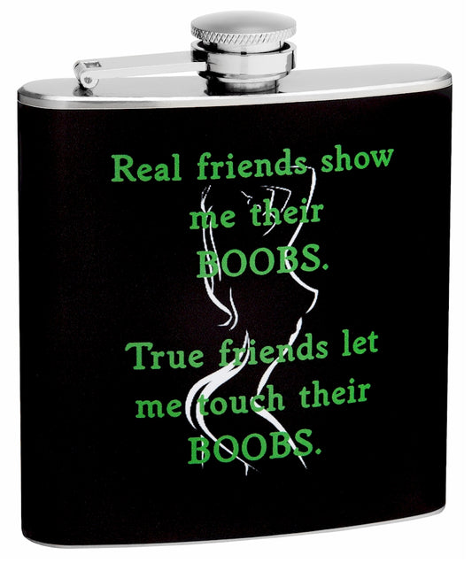 6oz "True Friends and Boob Rules" Hip Flask