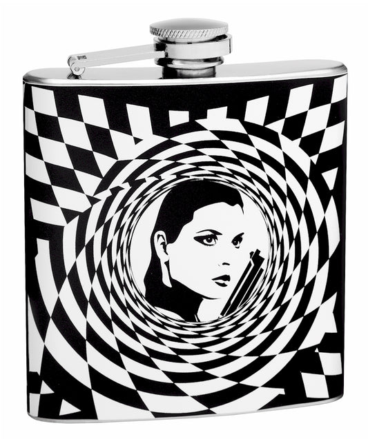 6oz Tunnel Vision Optical Illusion Flask with Secret Agent Girl