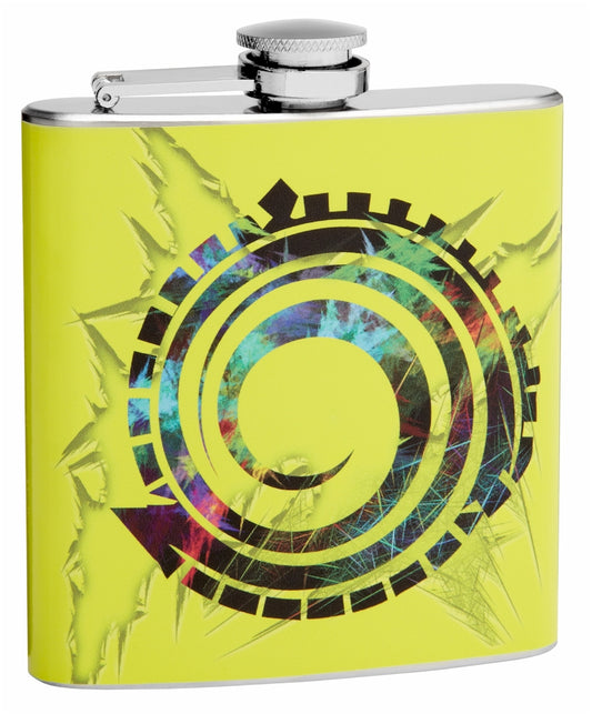 6oz Yellow Flask with Swirl Tribal Symbol
