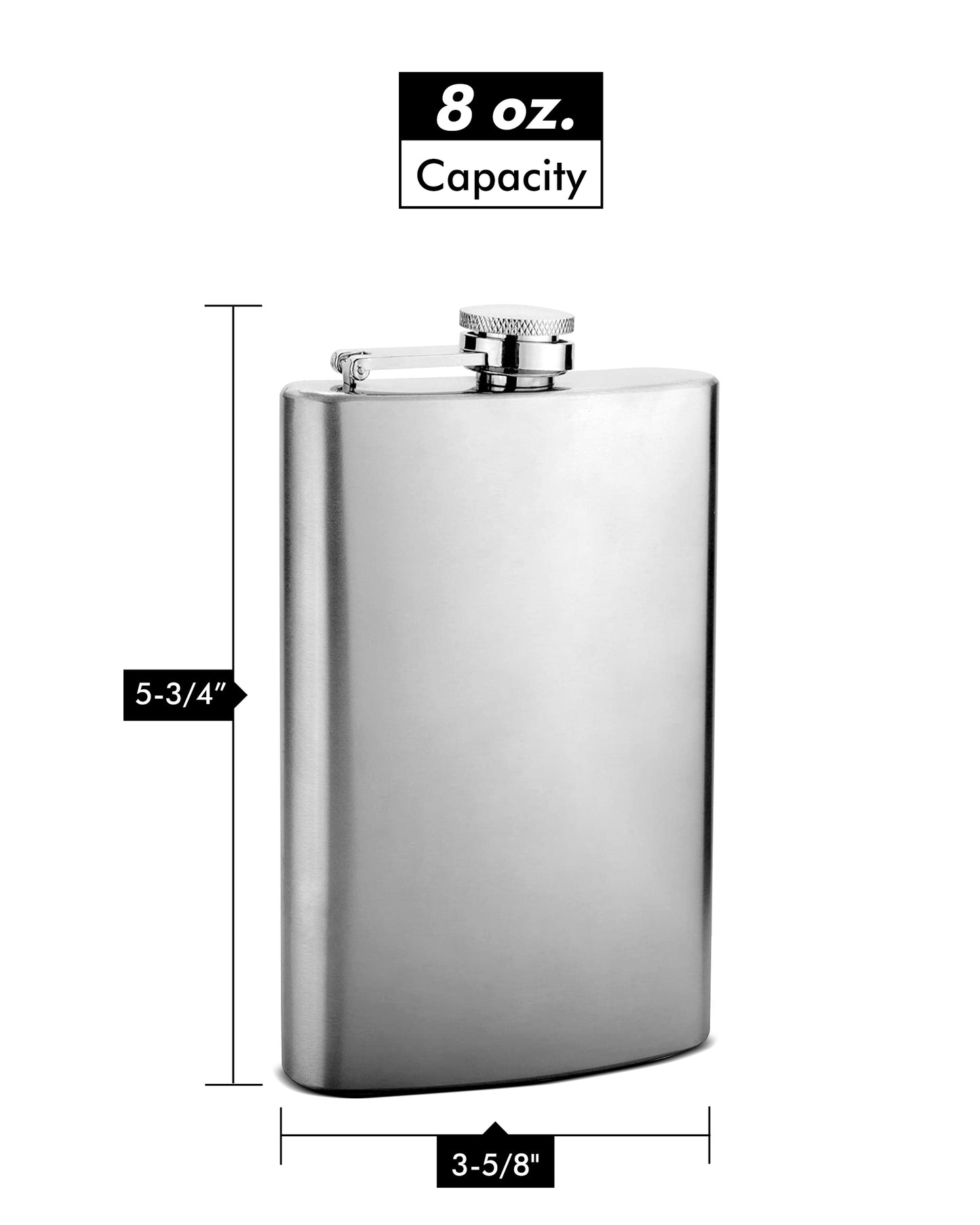 Engraved Top Shelf Flasks Premium Stainless Steel Hip Flasks, 8 oz, Set of 6