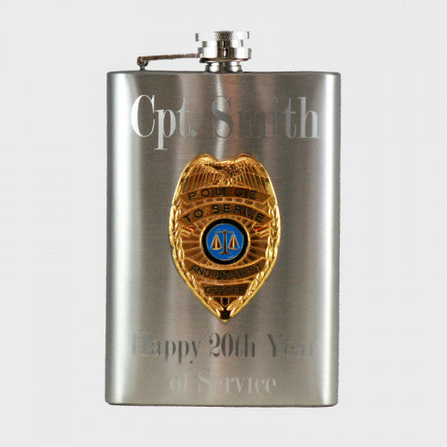 Engravable 8oz Official Police Hip Flask