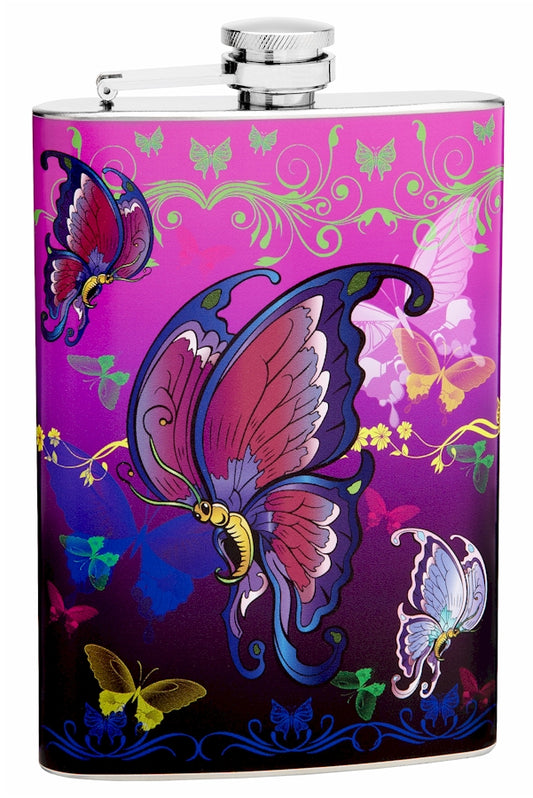 Colorful Butterfly Hip Flask