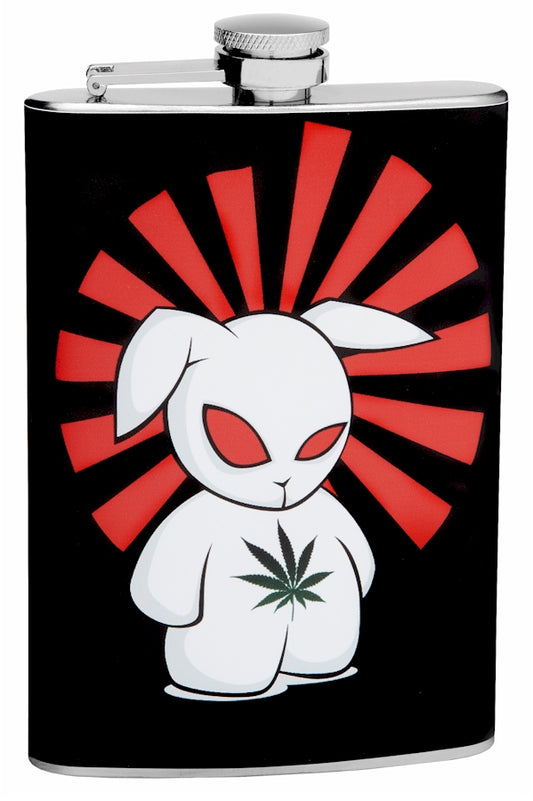 8oz Stoned Ninja Bunny Marijuana Hip Flask