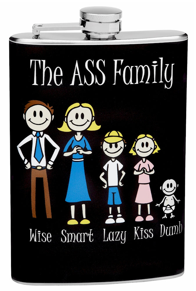 8oz "The Ass Family" Hip Flask