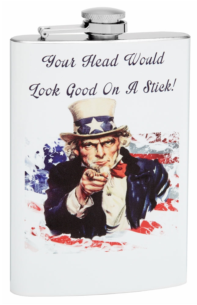 8oz Uncle Sam Themed Hip Flask