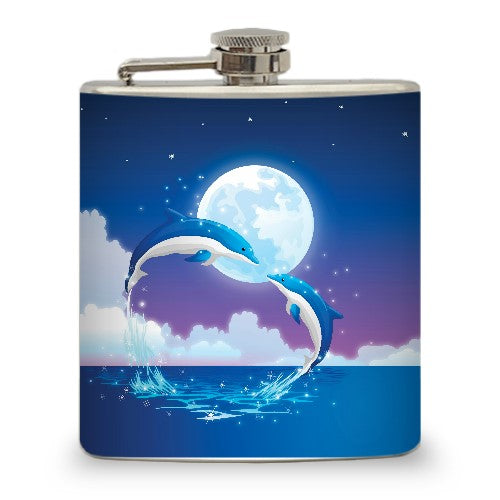 6oz Dolphins Heart Flask