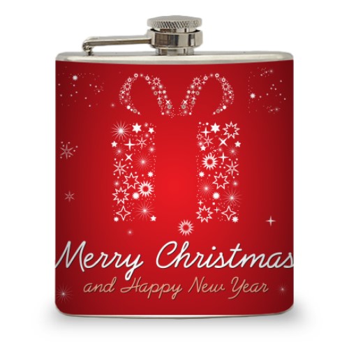 6oz Red Holiday Flask