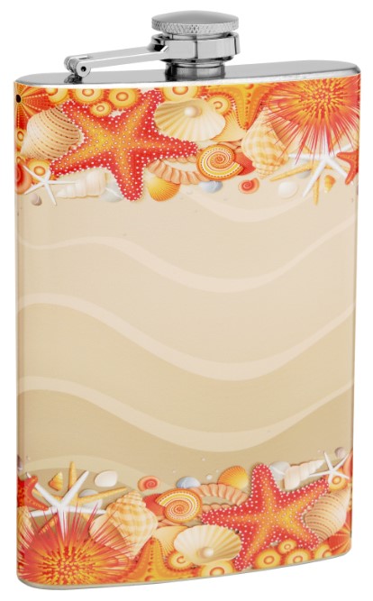 8oz "Seashells and Sand" Flask