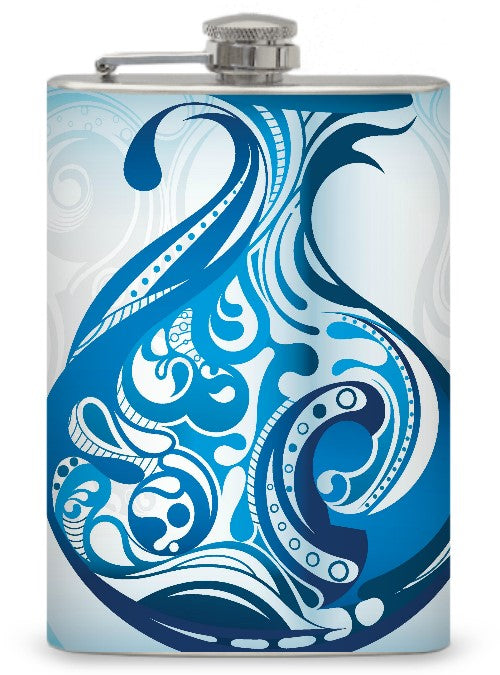 8oz ”Blue Paisley Drop" Flask