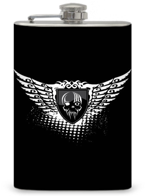 8oz “Winged Skull Badge” Flask
