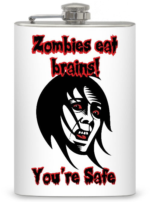 8oz "Zombies eat brains" Flask