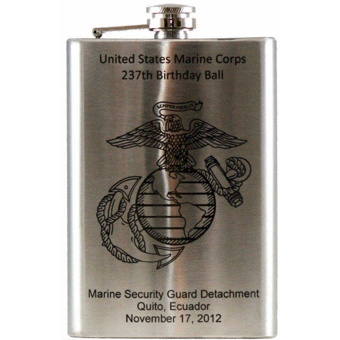 Laser Engraved 8oz Stainless Steel Hip Flask