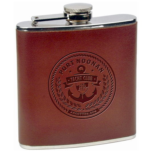 Personalized Engraved Hip Flask, 6oz Brown Leather