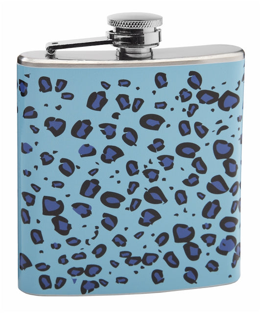 Blue on Blue 6oz Leopard Skin Printed Hip Flask