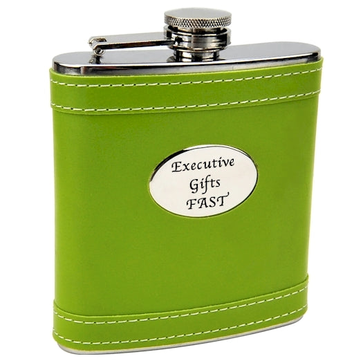 6oz Lime Green Hip Flask with Free Personalization