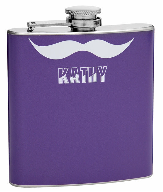 Purple Mustache Flask for the Ladies, 6oz