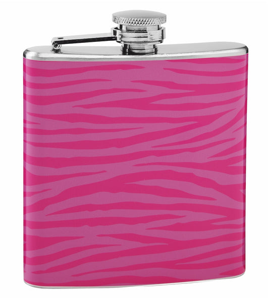 6oz Pink on Pink Tiger Print Drinking Flask
