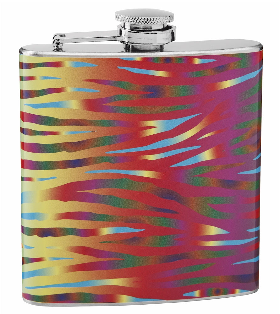 Tiger Print Psychedelic 6oz Hip Flask