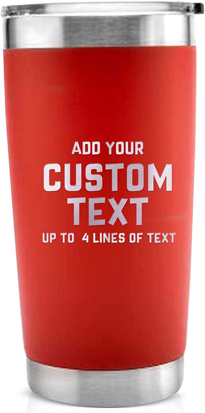 Personalized 20oz Double Wall Vacuum Tumbler with Lid - Available in Black, White, Red, Green, or Pink