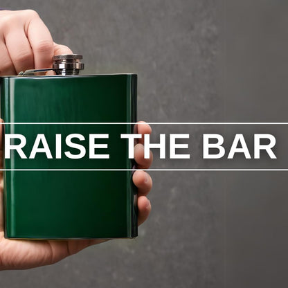 Green Powder Coated 8oz Painted Hip Flask Engraved