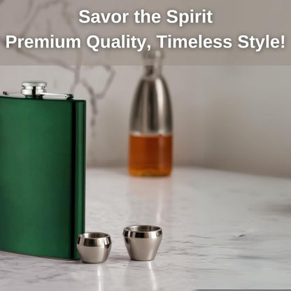 Green Powder Coated 8oz Painted Hip Flask Engraved