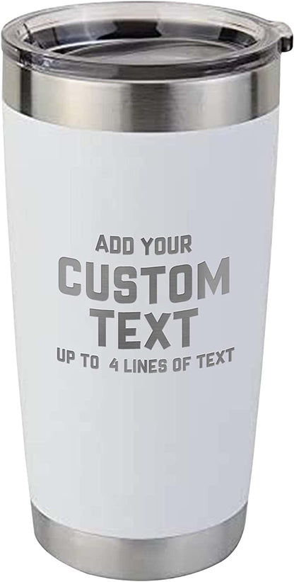 Personalized 20oz Double Wall Vacuum Tumbler with Lid - Available in Black, White, Red, Green, or Pink