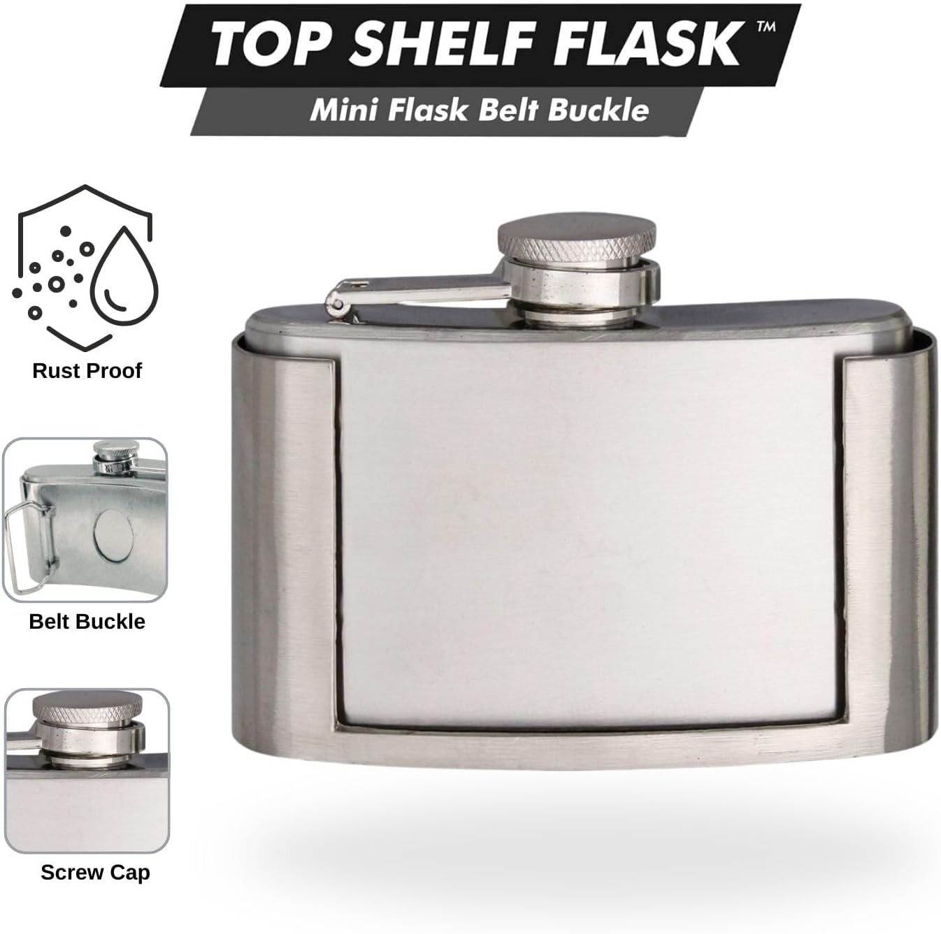 Engraved Belt Buckle Flask