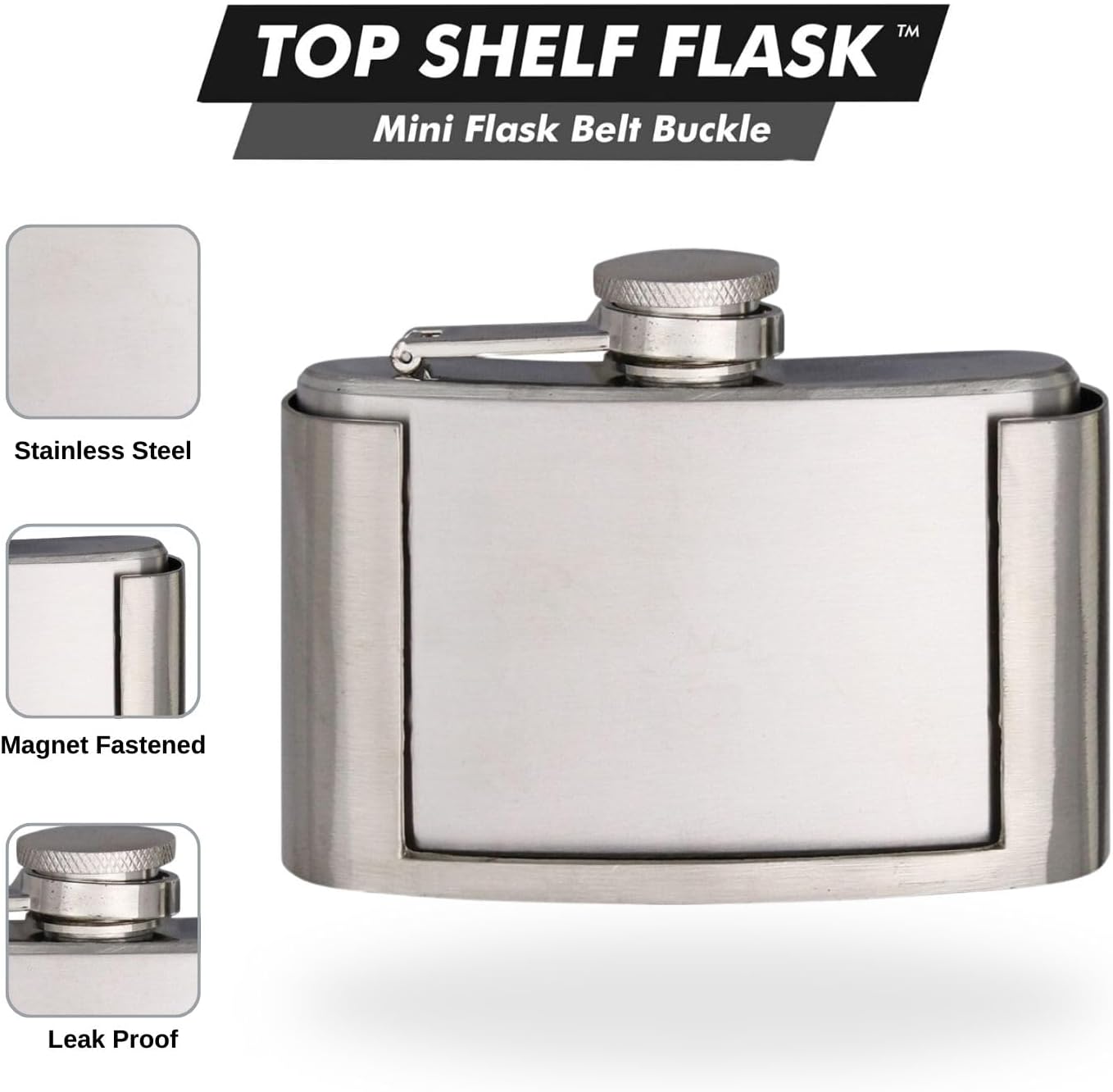 Engraved Belt Buckle Flask