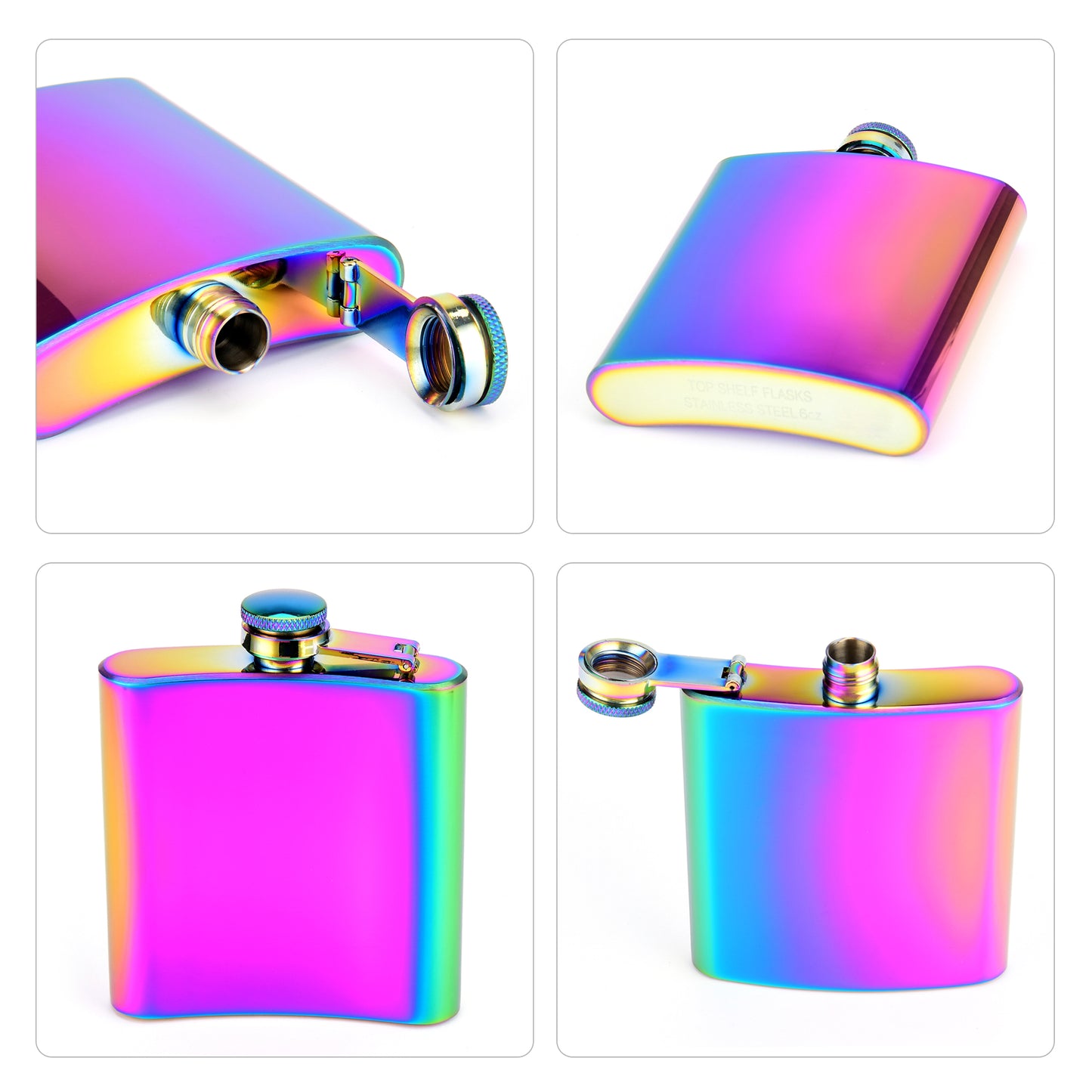 6oz Rainbow Colored Hip Flask