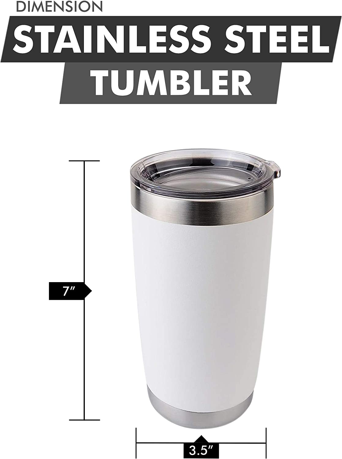 Personalized 20oz Double Wall Vacuum Tumbler with Lid - Available in Black, White, Red, Green, or Pink