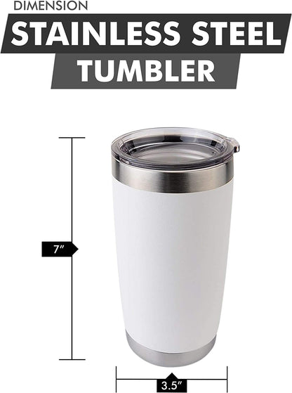 Personalized 20oz Double Wall Vacuum Tumbler with Lid - Available in Black, White, Red, Green, or Pink