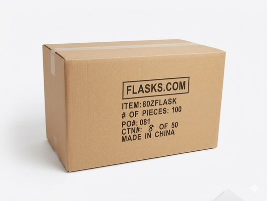 Bulk Wholesale Case of 100 8oz Stainless Steel Hip Flasks