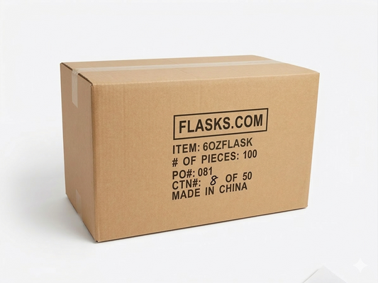 Bulk Wholesale Case of 100 6oz Stainless Steel Hip Flasks