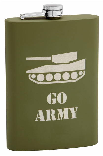 12oz Olive Drab (Army Green) Flask with Thick Rubber Coating