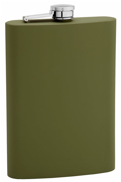 12oz Olive Drab (Army Green) Flask with Thick Rubber Coating