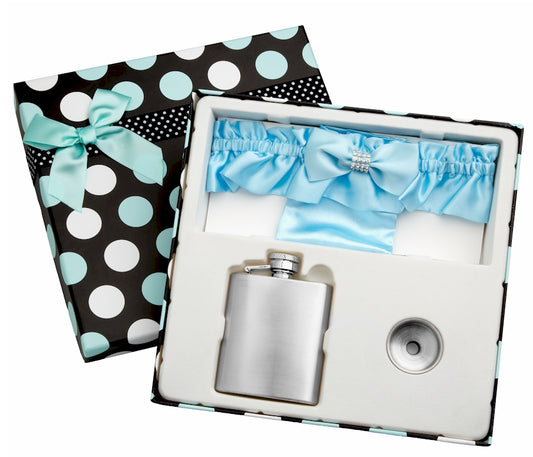 3oz Blue Garter Belt Flask with Free Engraving and Gift Box